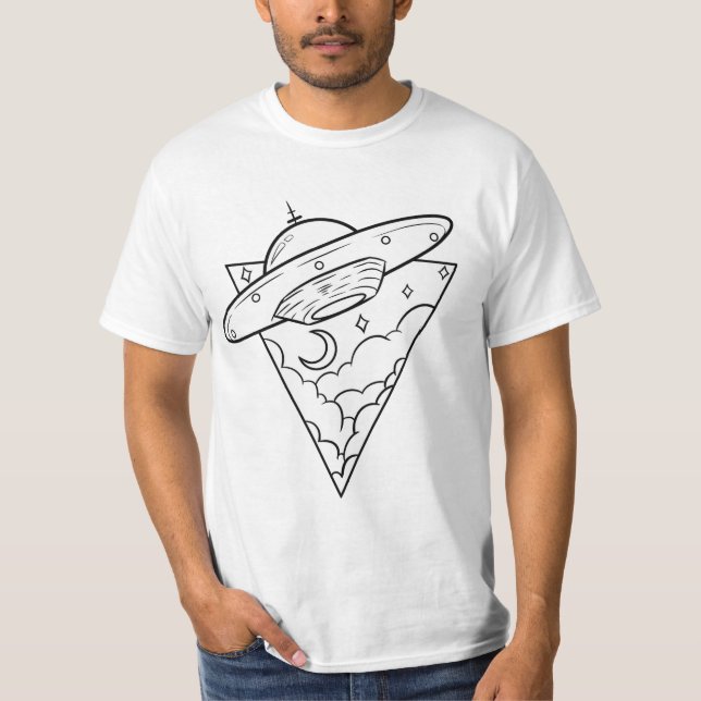 T-shirt Soucoupe volante à l'intérieur du triangle blanc : (Devant)