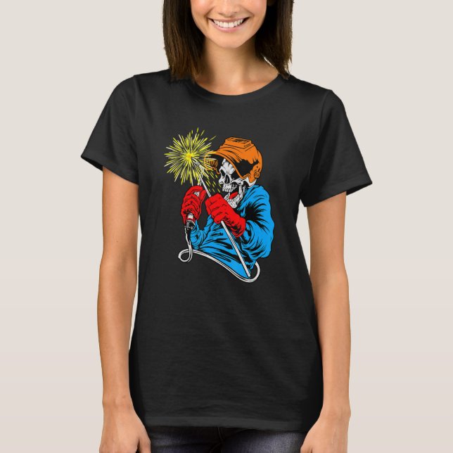 T-shirt Soudage Arc Souder Squelette Squelette Tig Gaz Sou (Devant)