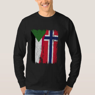 T-shirt Soudan Norvège Demi-drapeau Soudanais Norvégien An