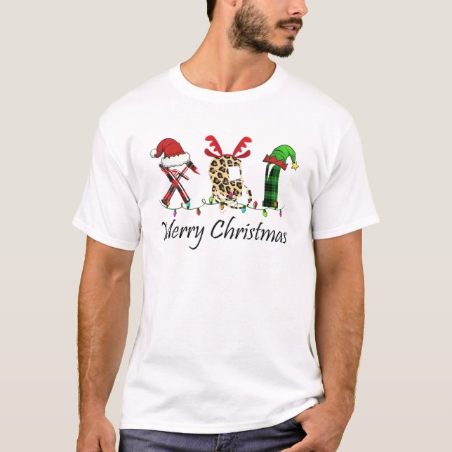 T-shirt Souder Joyeux Casque de soudure de Noël Santa Hat  (Devant)