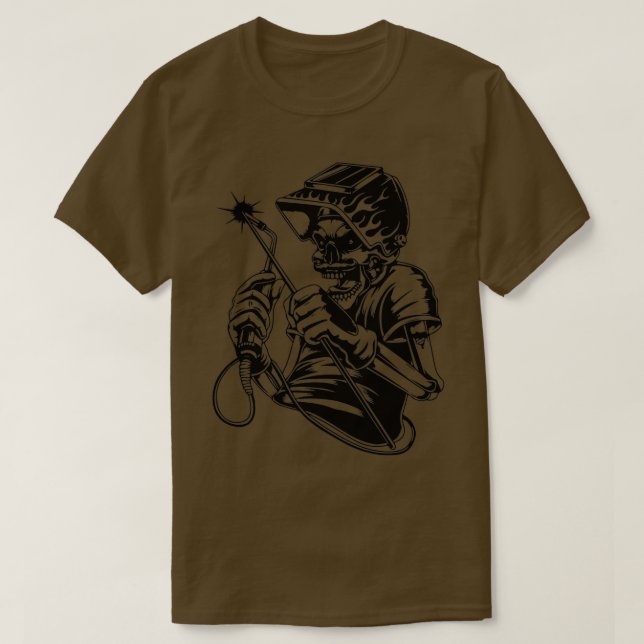 T-shirt Souder Souder Crâne Sl Torche métallique Flames Sa (Design devant)