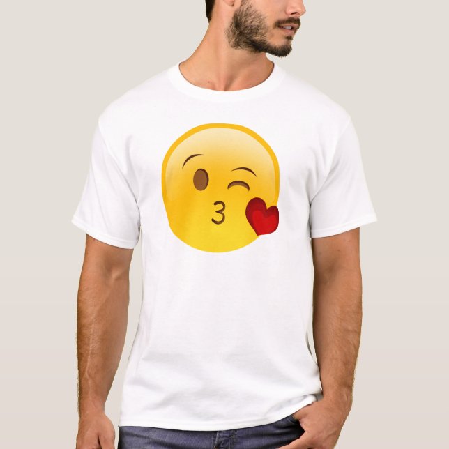 T-shirt Soufflez un autocollant d'emoji de baiser (Devant)