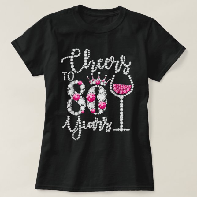 T-shirt Souhaite À 80 Ans Cadeau 80e Anniversaire Reine Dr (Design devant)