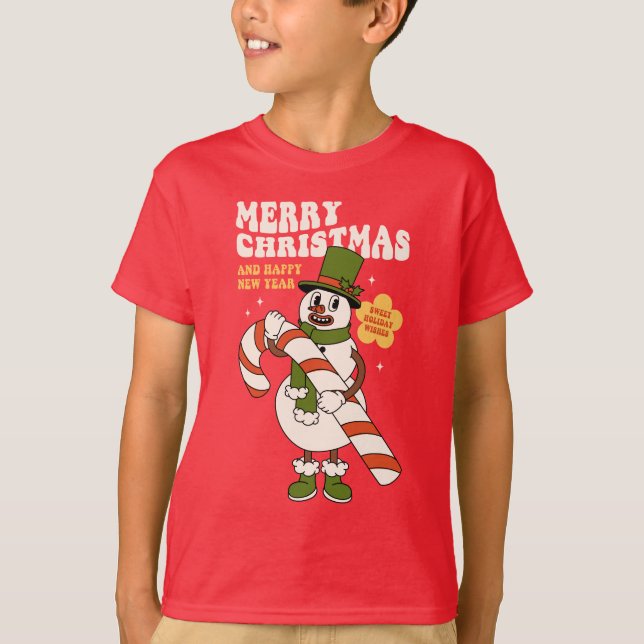 T-shirt Souhaits de vacances - Un Sucre de canne Noël (Devant)