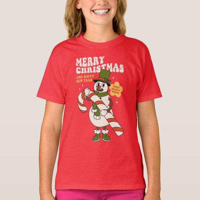 T-shirt Souhaits de vacances - Un Sucre de canne Noël (Devant)