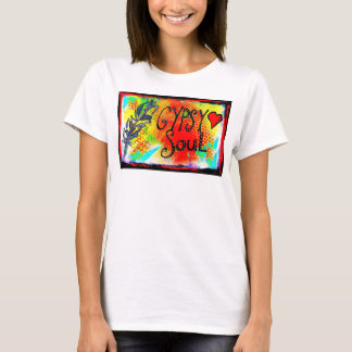 T-shirt Soul tzigane avec plumes et coeur