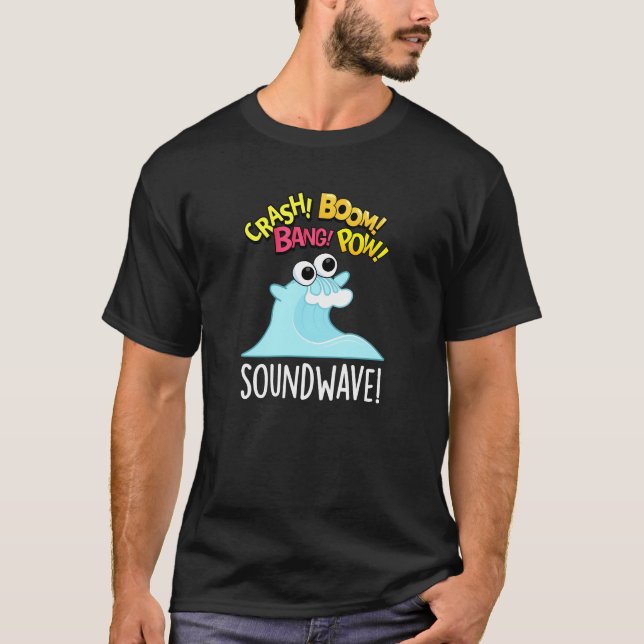 T-shirt Sound Wave Funny Ocean Pun Dark BG (Devant)