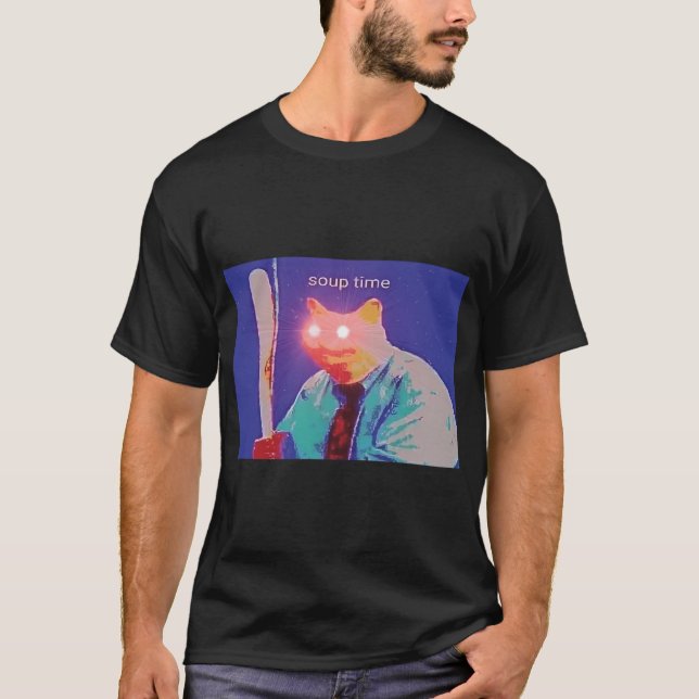 T-shirt Soupe Mème Chat Rouge Laser Eyes (Devant)