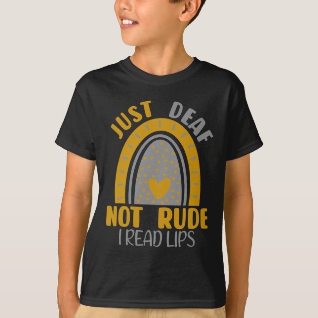 T-shirt Sourd Pas Rude Arc-en-ciel Sourde Sensibilisation  (Devant)