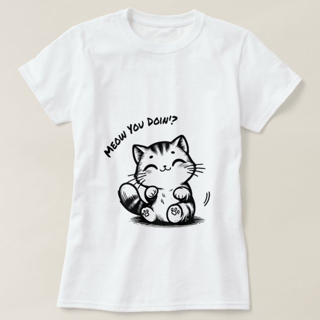 T-shirt Souriant Kitty Delight : Cute Cat Tee (Design devant)
