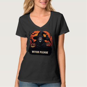 T-shirt Sourire de Crâne Sorcière Halloween Horreur Nuit �