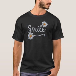 T-shirt Sourire de marguerite brodée – Typographie cursive