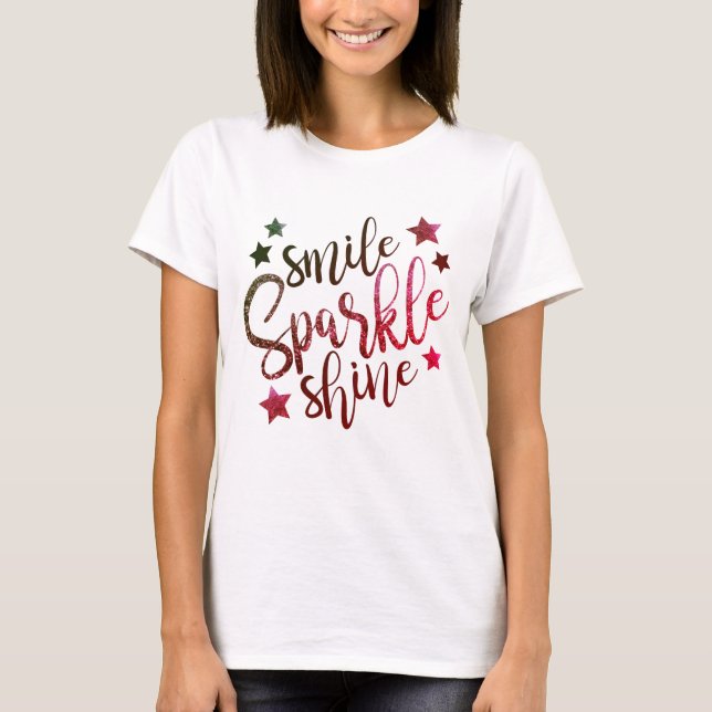 T-shirt Sourire, étincelle et éclat dans les tons violets (Devant)