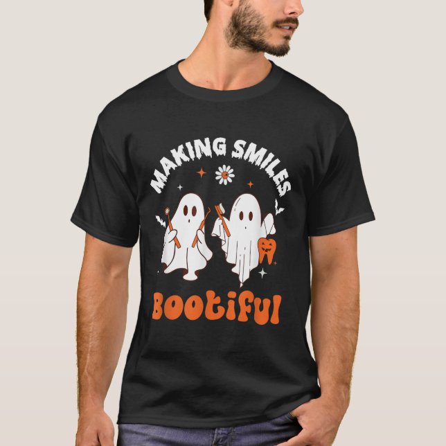 T-shirt Sourires Botiful Ghost Dentist Dent Halloween Dent (Devant)