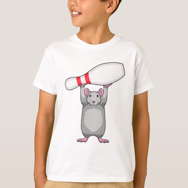 T-shirt Souris à Bowling avec épingle de Bowling (Devant)