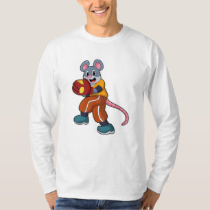 T-shirt Souris au baseball avec gant de baseball