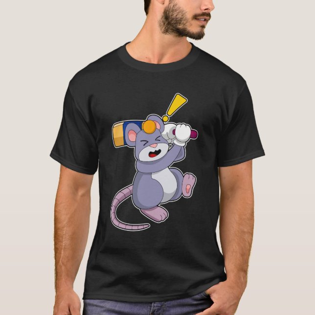 T-shirt Souris au cricket avec chauve-souris de cricket (Devant)
