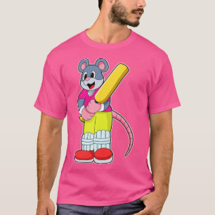 T-shirt Souris au cricket avec chauve-souris de cricket1