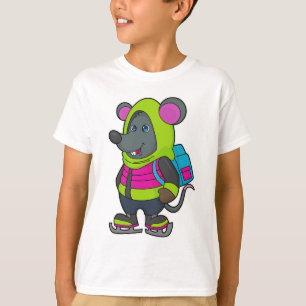T-shirt Souris au patinage sur glace avec patins sur glace
