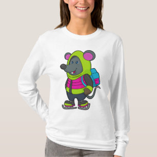 T-shirt Souris au patinage sur glace avec patins sur glace