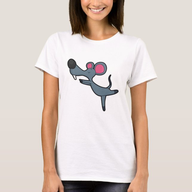 T-shirt Souris au Yoga Exercice d'étirement (Devant)