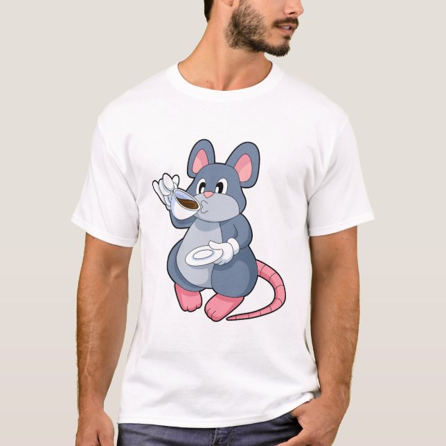 T-shirt Souris avec Café Cup (Devant)