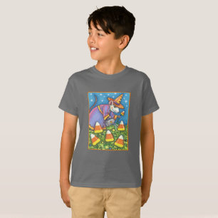 T-SHIRT SOURIS BLANC DANS JARDIN DE CANDY CORN, COLORÉ & C