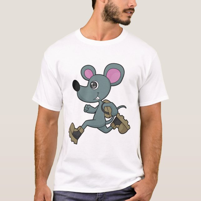 T-shirt Souris comme coureur avec sac à dos (Devant)