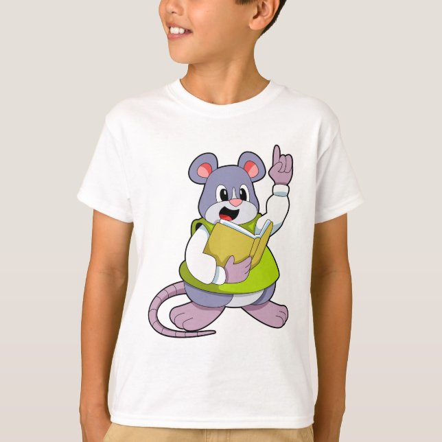 T-shirt Souris comme enseignant avec livre (Devant)