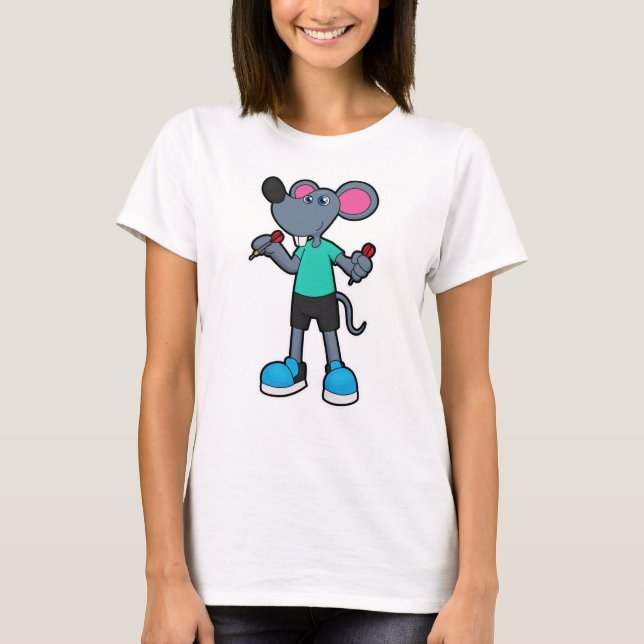 T-shirt Souris comme joueur de fléchettes avec fléchettes (Devant)