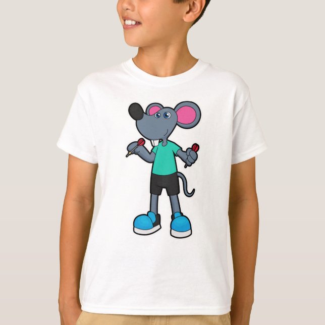 T-shirt Souris comme joueur de fléchettes avec fléchettes (Devant)