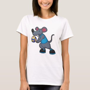 T-shirt Souris comme joueur de volleyball avec volleyball