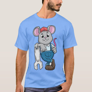 T-shirt Souris comme mécanique avec outils et casque