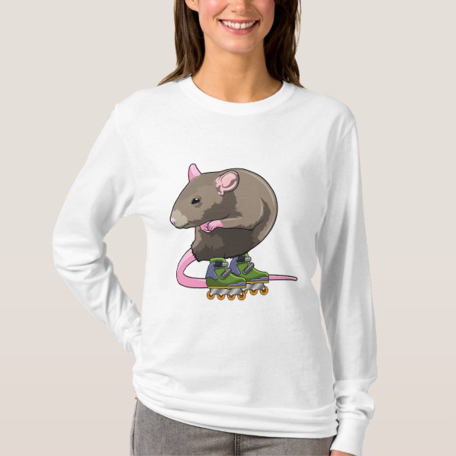 T-shirt Souris comme Patinage en ligne avec Patins en lign (Devant)