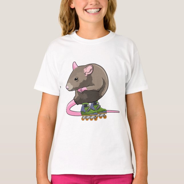 T-shirt Souris comme Patinage en ligne avec Patins en lign (Devant)