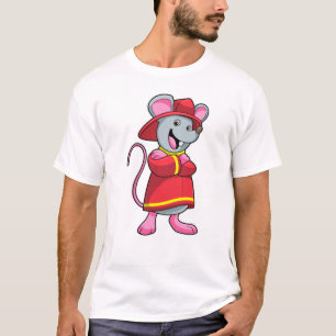 T-shirt Souris comme pompier avec casque