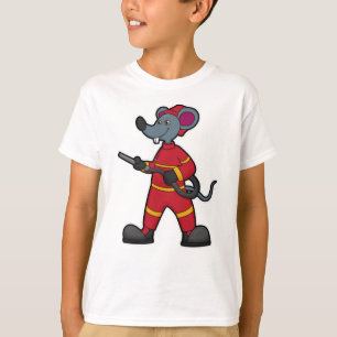T-shirt Souris comme pompier avec tuyau