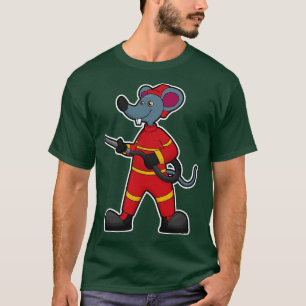 T-shirt Souris comme pompier avec tuyau