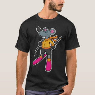 T-shirt Souris comme skieur avec ski