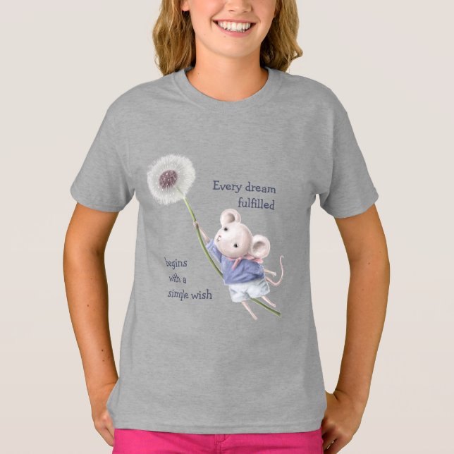 T-shirt Souris Dandelion Chaque Rêve Simple Souhaite T-shi (Devant)