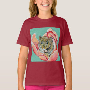 T-shirt Souris dans une peinture de tulipe