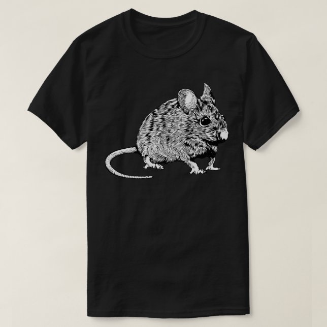 T-shirt Souris de dessin noir et blanc (Design devant)