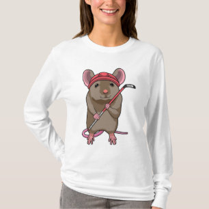 T-shirt Souris de hockey sur glace avec bâton de hockey su
