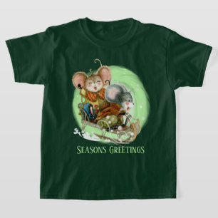 T-shirt souris de Noël festive unisex ajouter le texte T-S