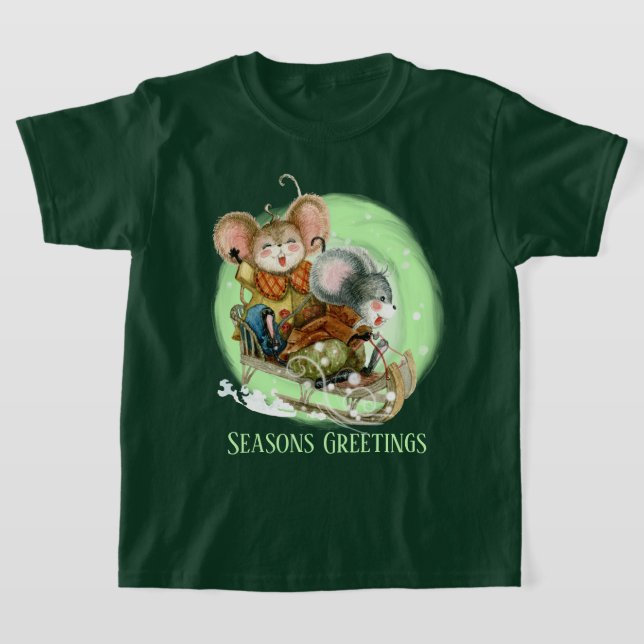 T-shirt souris de Noël festive unisex ajouter le texte T-S (Poser)