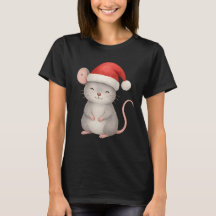 Souris de Noël mignonne au chapeau de Père Noël