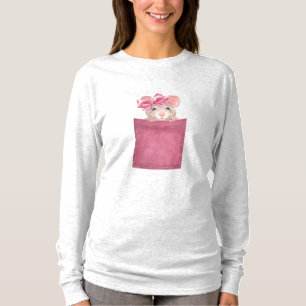 T-shirt Souris en poche. Version rose