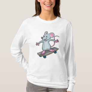 T-shirt Souris en skate avec skateboard