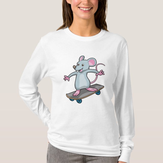 T-shirt Souris en skate avec skateboard (Devant)