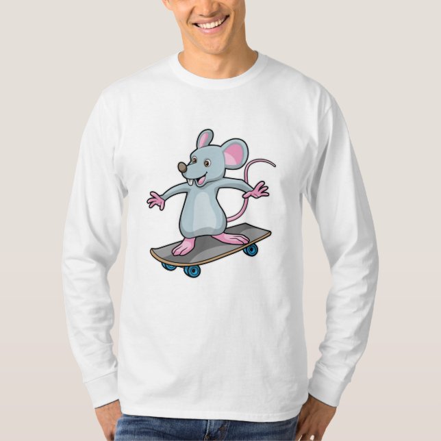 T-shirt Souris en skate avec skateboard (Devant)